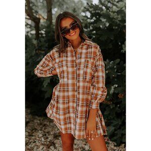 Impressions Toffee Kisses Flannel Dress In Camel